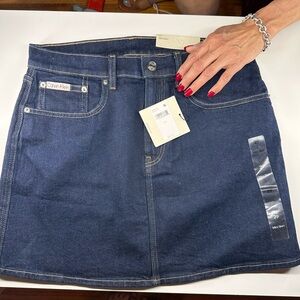 Calvin Klein Dark Blue Denim A-Line Mini Skirt